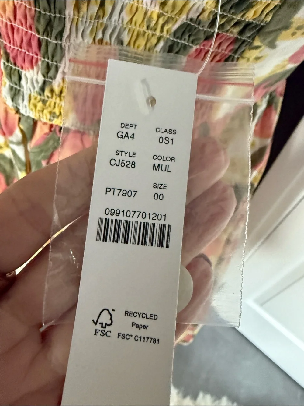 J. Crew Peach Print Square-Neck Maxi Dress in Pink, Yellow & Cream